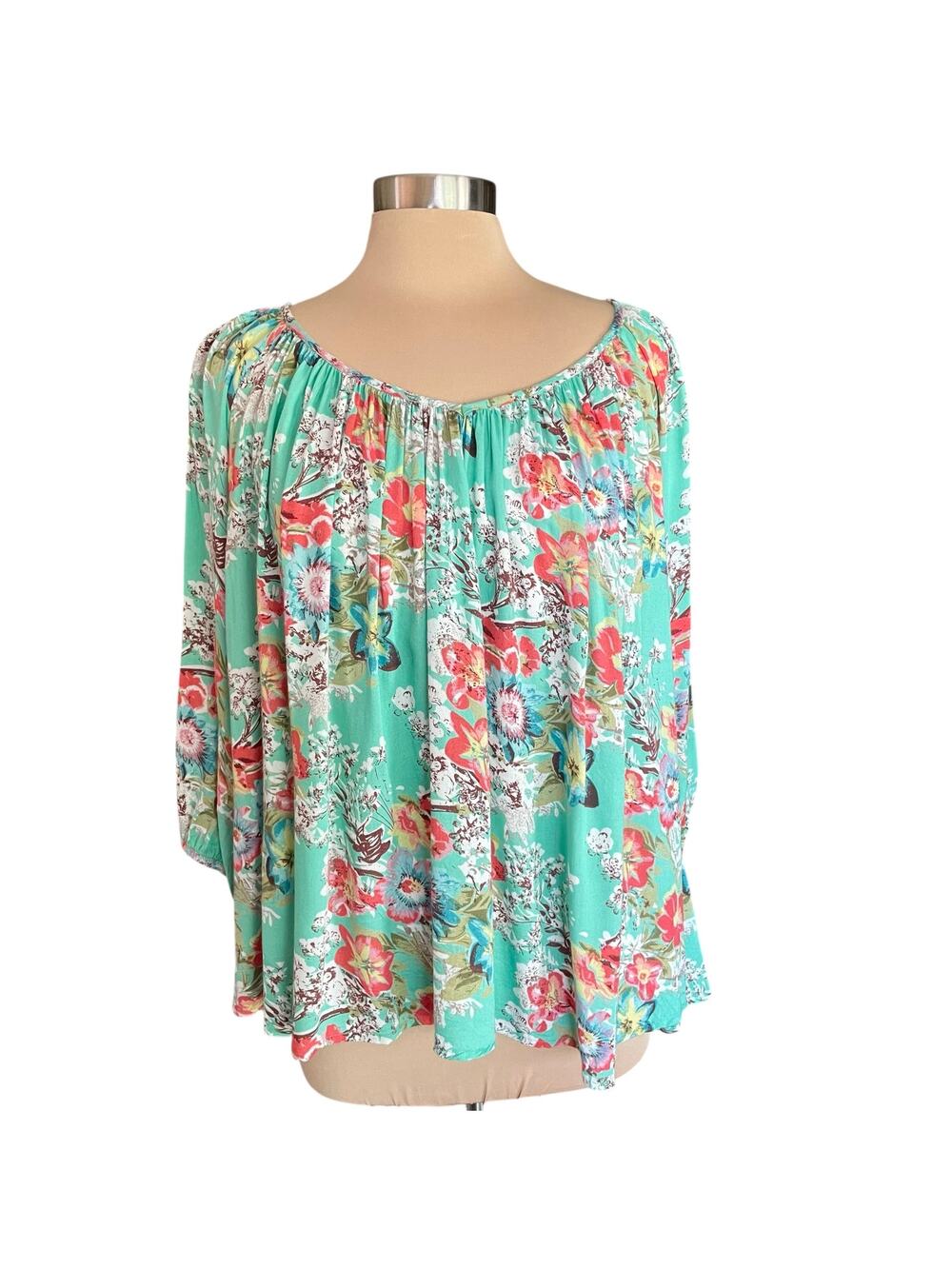 World Market Floral Boho Peasant Top SM/MED Gypsy Garden Girl Cottage‎ Prairie
